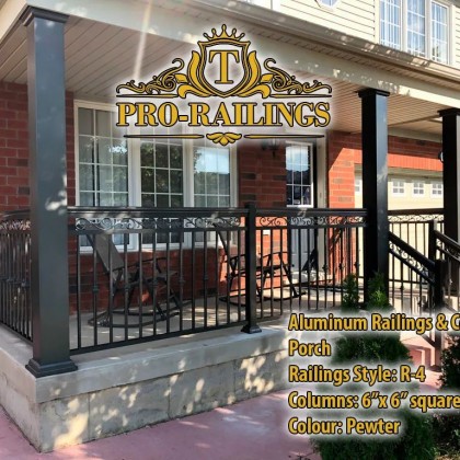 TorontoProRailings-AluminumRailings-R-4-Style-Aluminum-Columns-6x6-square-Pewter-Porch