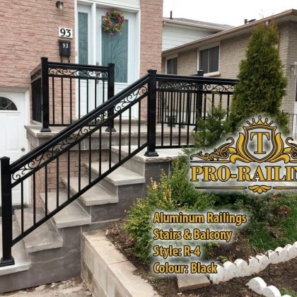 TorontoProRailings-AluminumRailings-R-4-Style-Black-Stairs-Balcony