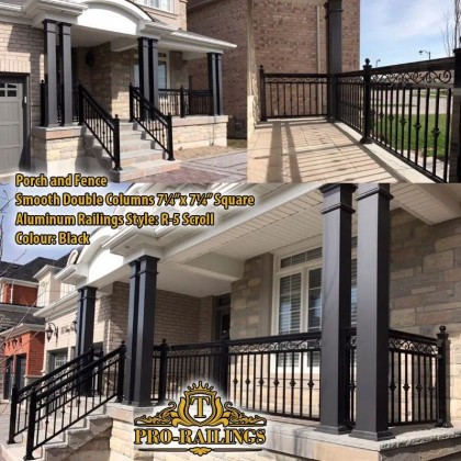 TorontoProRailings-Aluminum-Smooth-Columns-7_25x7_25-Square-Aluminum-Railings-Style-R-5-Scroll-Colour-Black-PorchFence